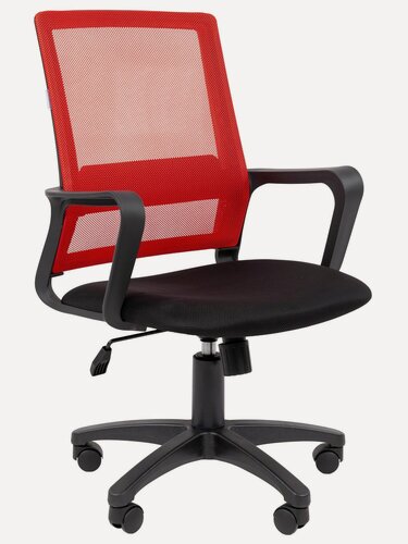 Изображение товара Компьютерное кресло CHAIRMAN 606 ткань/сетка черный/красный для офиса, операторов с механизмом качания и подлокотниками