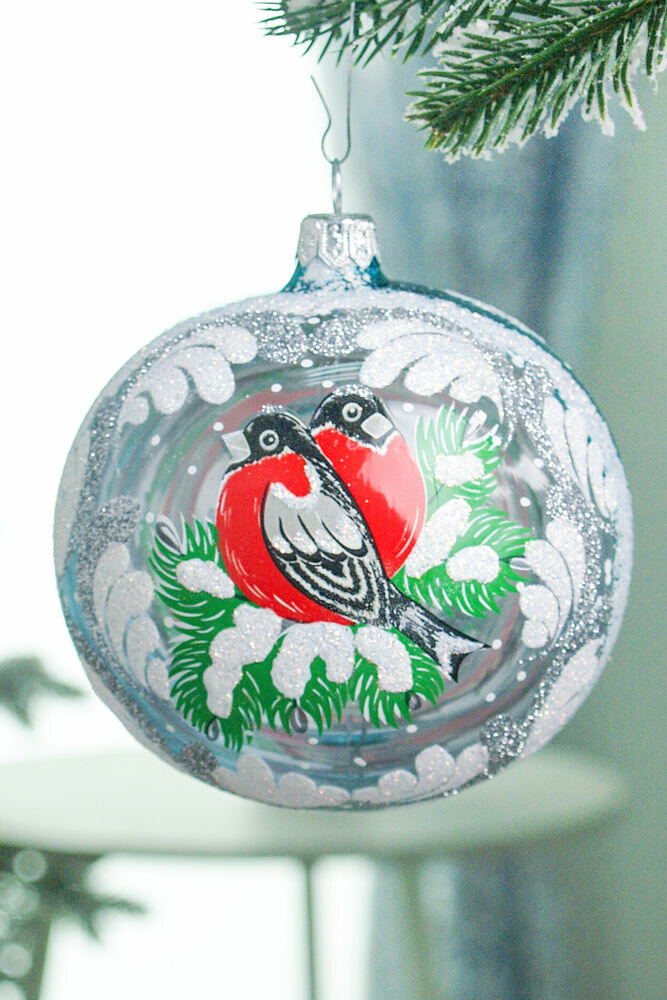 Елочный шар зимняя ветка, бирюзовый, 95 мм, Елочка С1569-бир