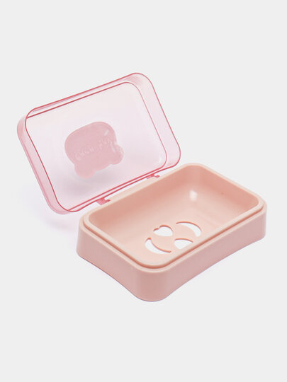 Мыльница Alfa, пластик, дорожная, герметичная, с крышкой, розовая — фото 1