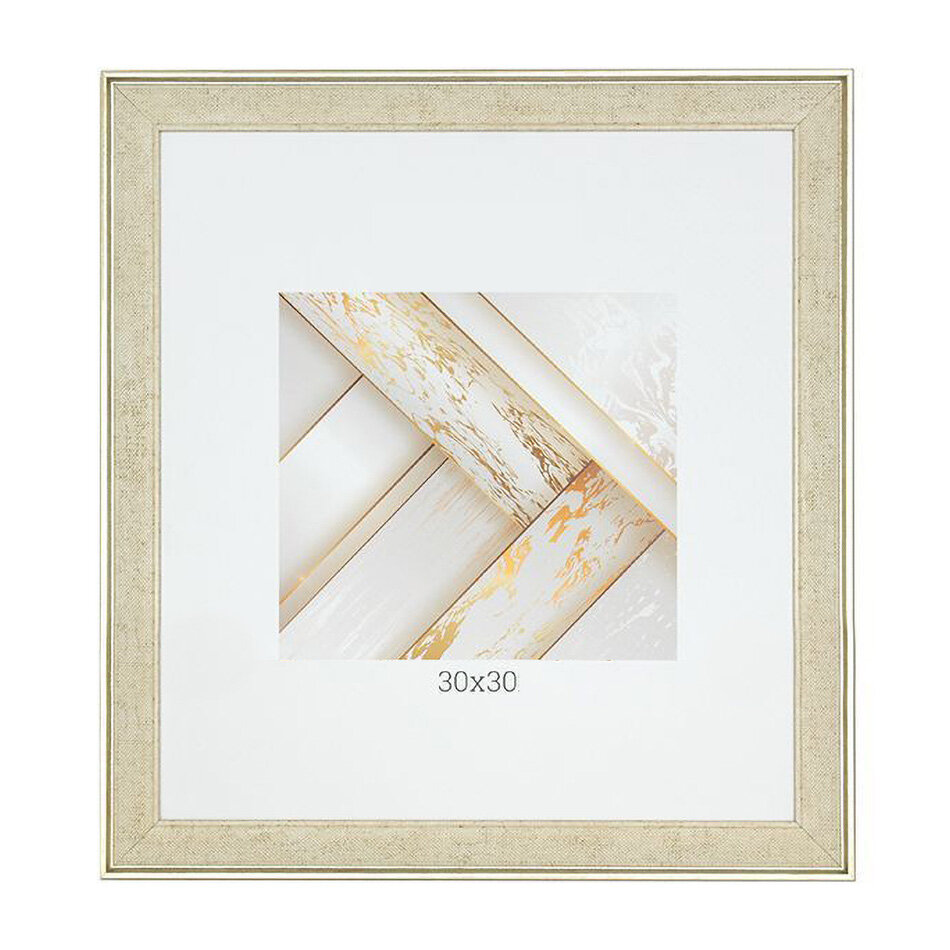 Пластиковая рамка для фотографии, постера, вышивки, мозаики 30х30 см, fabric biege passpartout, бежево-золотистая GF 6633