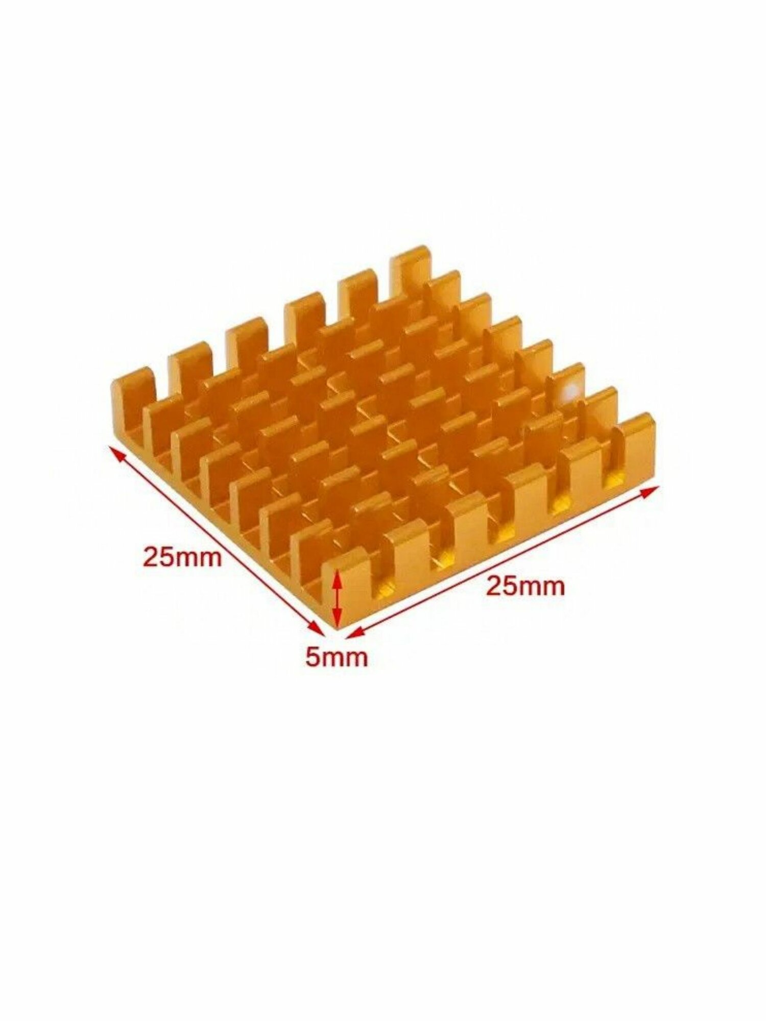 Алюминиевый радиатор 25mm*25mm*5mm рваный канал 5шт термоскотчем