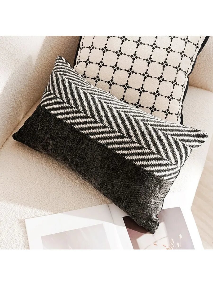 Подушка Французский стиль, черный пэчворк,30x50, с наполн.