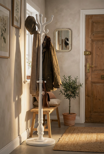 Изображение товара Вешалка напольная Мебелик для верхней одежды деревянная В 1Н цвет белый