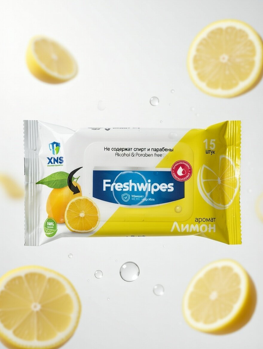 Влажные салфетки XNS Kids / Фруктовый/ 15 шт гипоаллергенные детские без спирта и парабенов