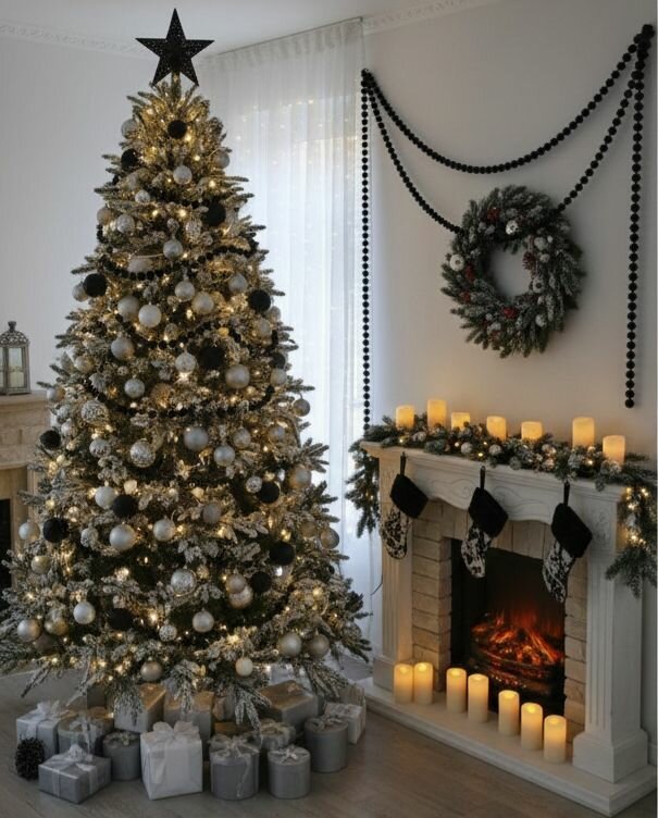 Интерьерное украшение "Бусы черные" 2,5м. d 7cm — фото 1