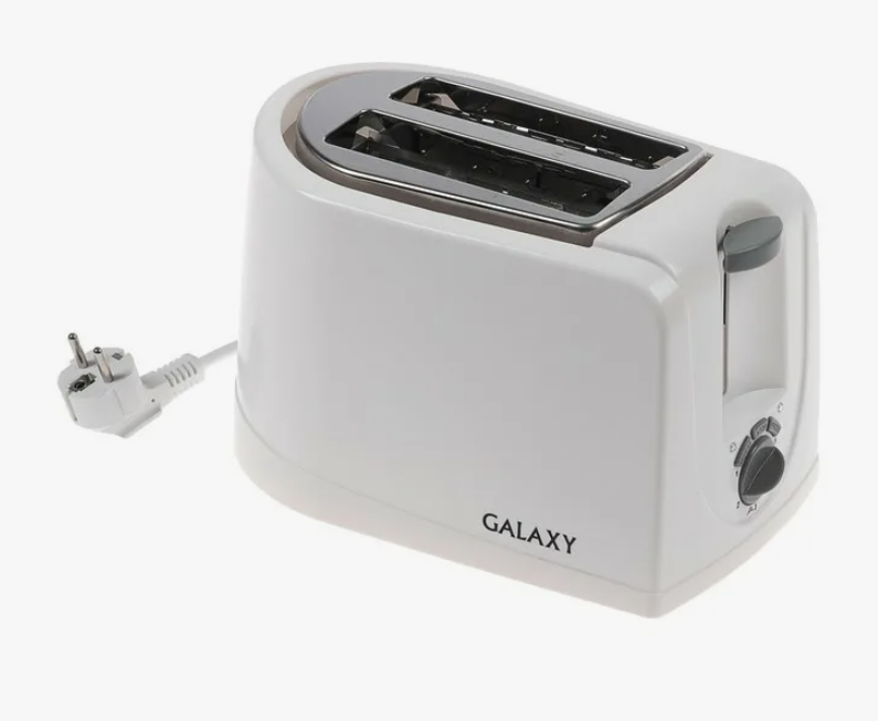 Тостер электрический GALAXY LINE GL2902, термоизолированный, 800Вт, 2 тоста, белый