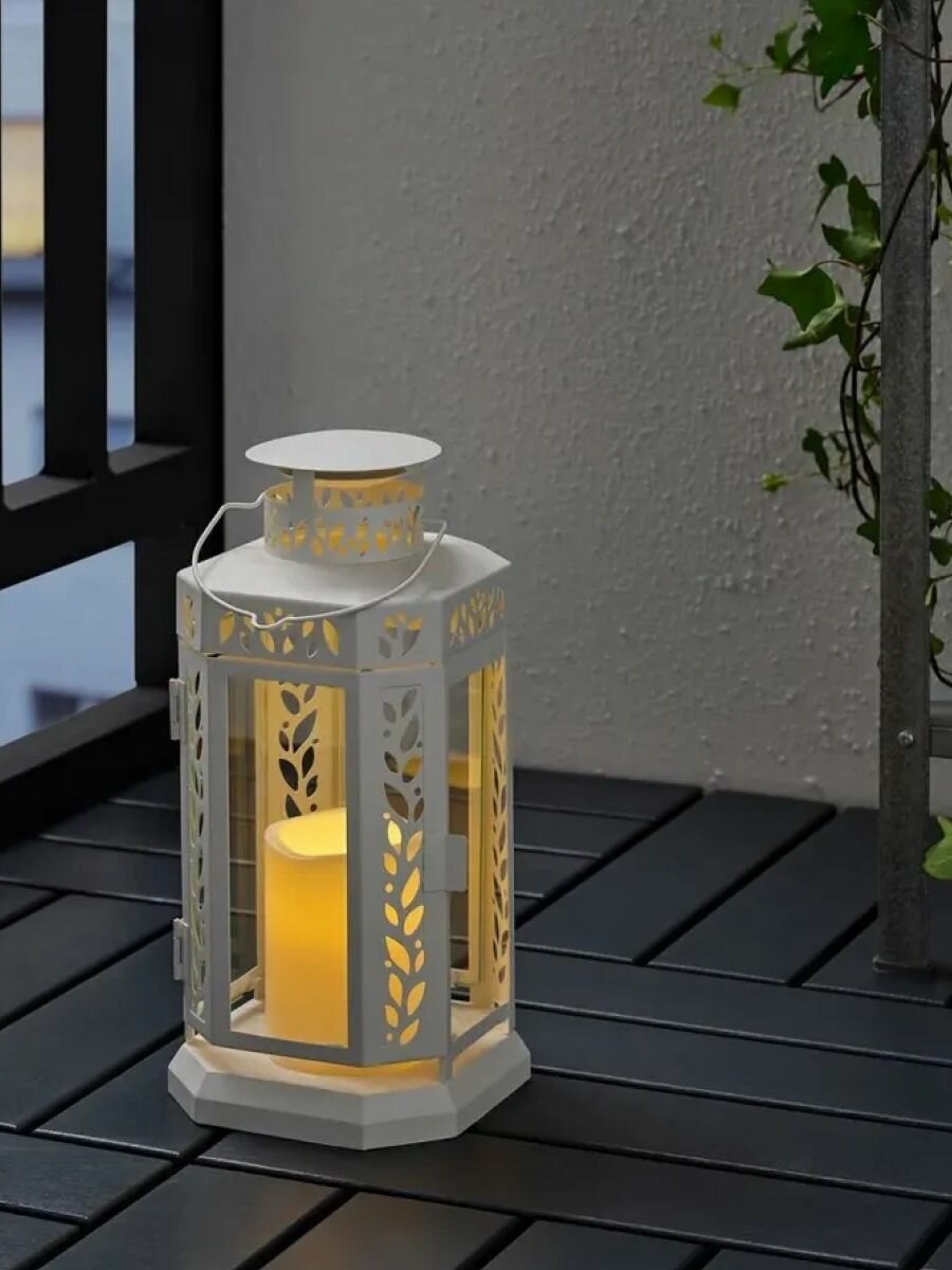 Подсвечник IKEA ENRUM (энрум) Высота 27 см, металл, белый цвет Для высоких свечей, интерьерный декор 605.257.26 — фото 1