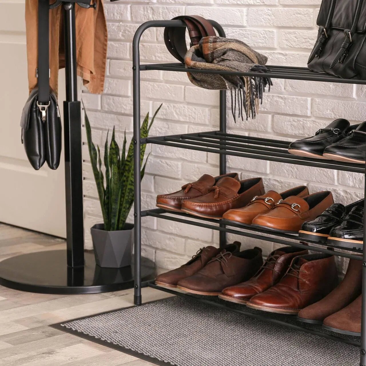 Современная устойчивая обувная полка на 12 пар — сборная конструкция для дома и офиса, выдерживает — фото 1