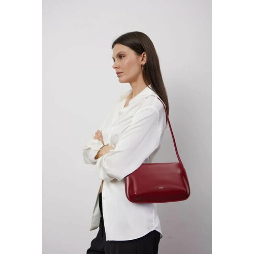 Сумка багет POVOD, фактура лаковая, красный