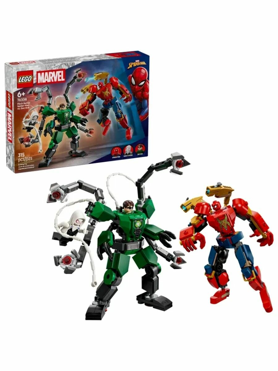 76338 Пластиковый Конструктор Lego Marvel 76338 Mech Battle Spider-Man vs. Doc Ock Битва мехов: Человек-паук против Доктора Осьминога