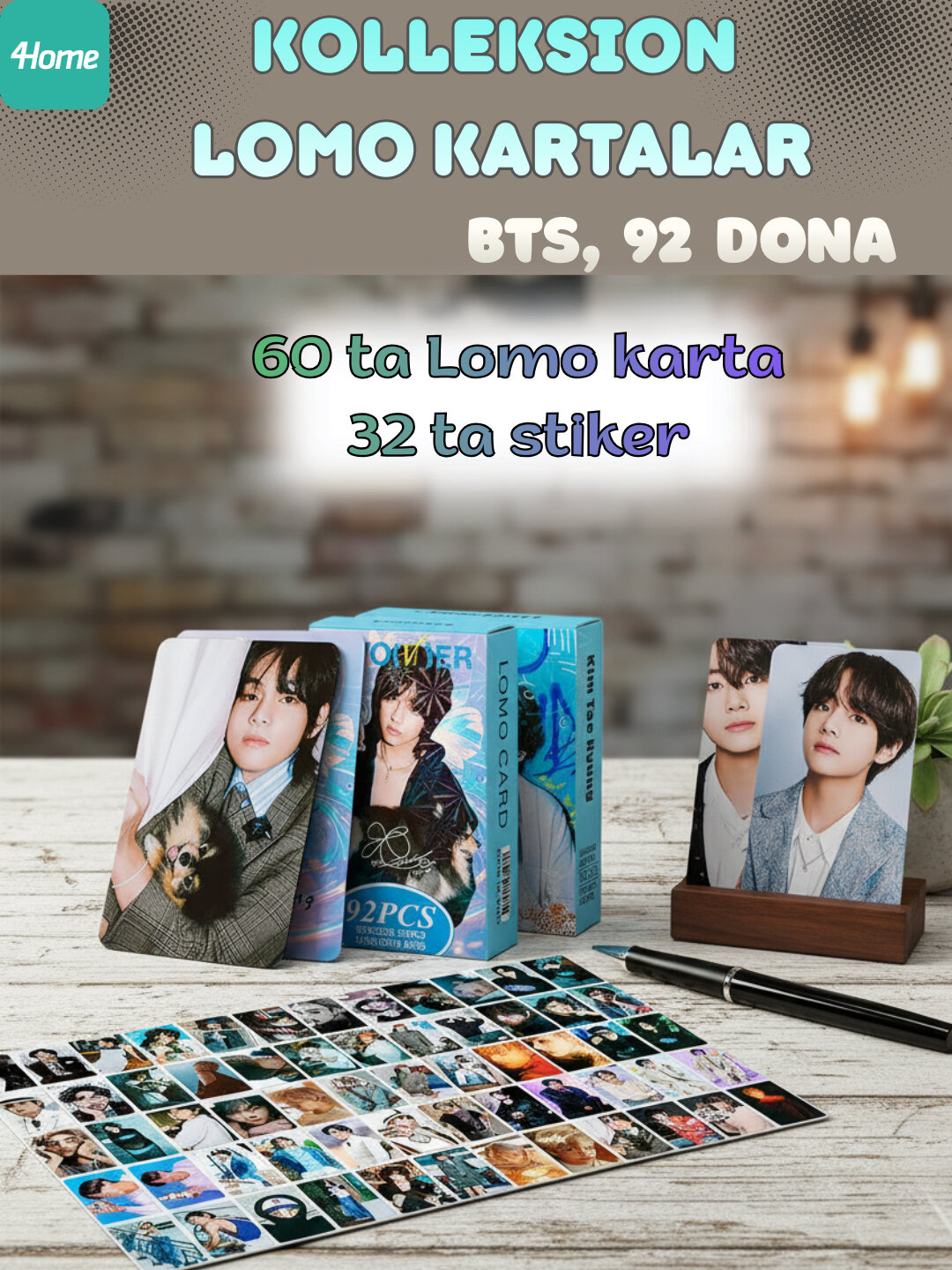 Коллекционные карты Lomo BTS K-pop, 92 шт, (60 шт. карт + 32 шт. стикера) 8.7x5.7 см, фан-карточки