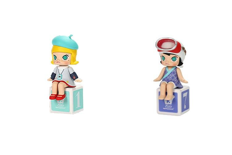 POP MART Molly Happy Train Big Party Одиночная mystery box Confirmed-Little Artist+Mermaid Blue (Open)