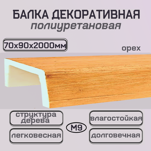 Изображение товара Декоративная Балка архитектурная полиуретановая 70ммх90ммх2000мм