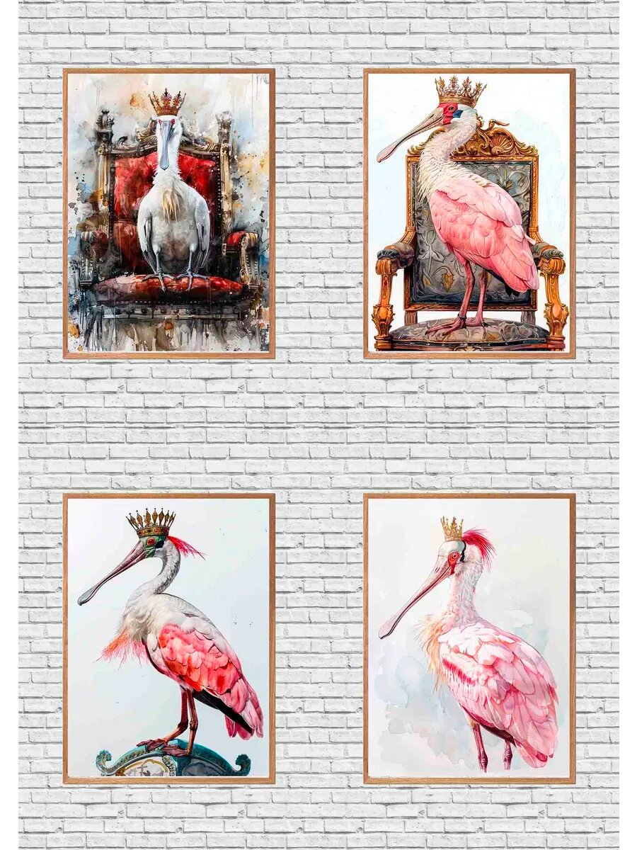 Колпица - птица, король Англии, 4 Плаката, 30x21см