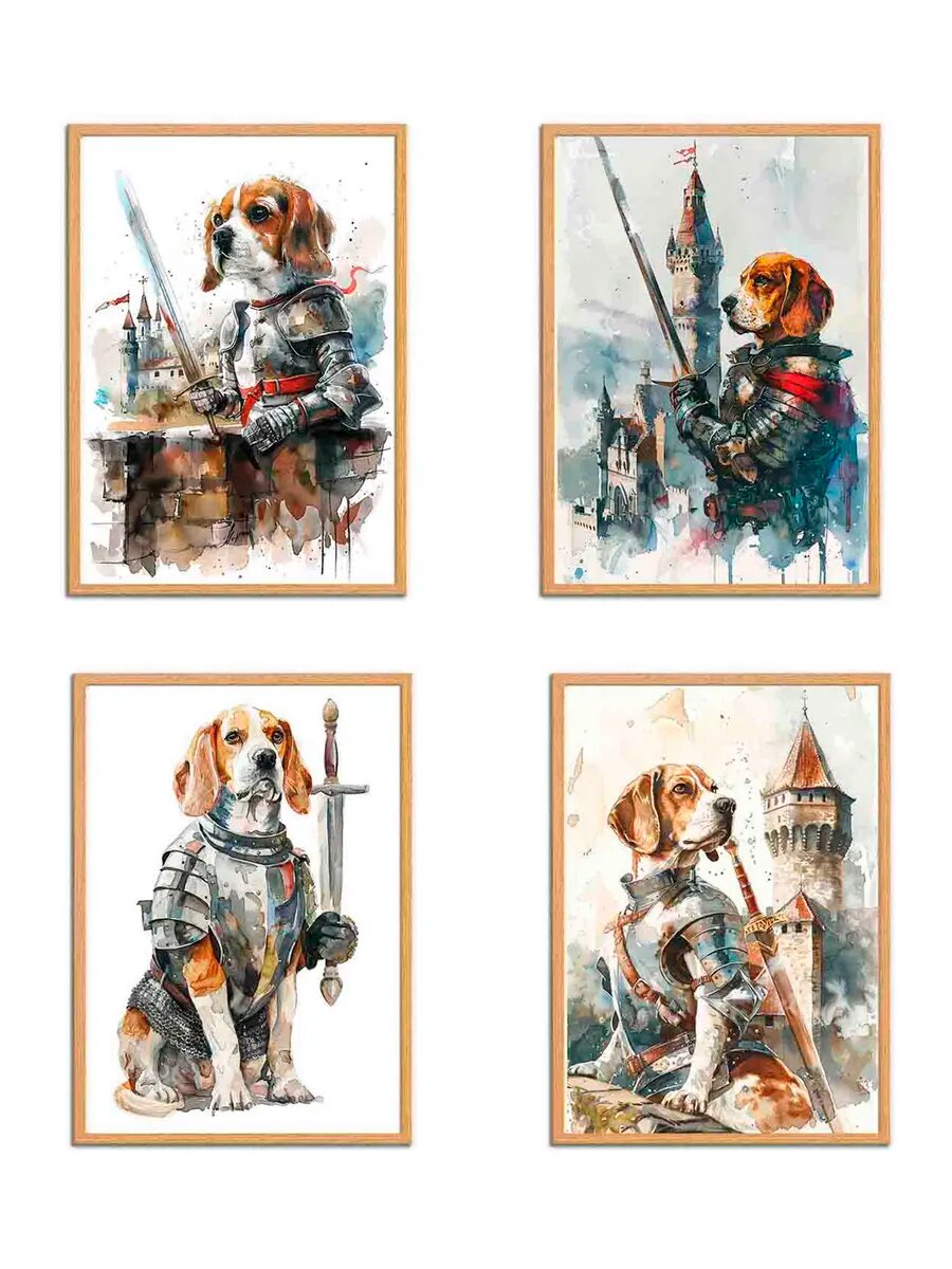Бигль Рыцарь, 4 Плаката, 30x21см