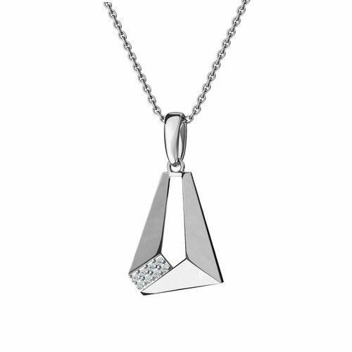 фото Подвеска diamant online, белое золото, 585 проба, фианит, размер 1.9 см., прозрачный