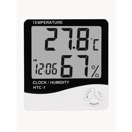 Домашняя метеостанция VVN с часами и датчиком влажности воздуха и температуры беспроводная 400₽