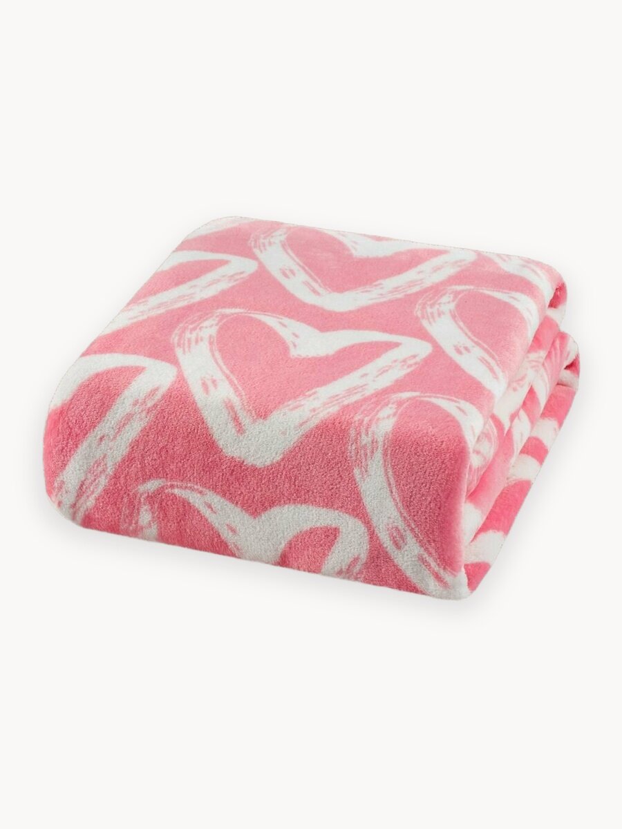 Плед Guten Morgen "Фолин ин Лав", велсофт, розовый, 200x220см