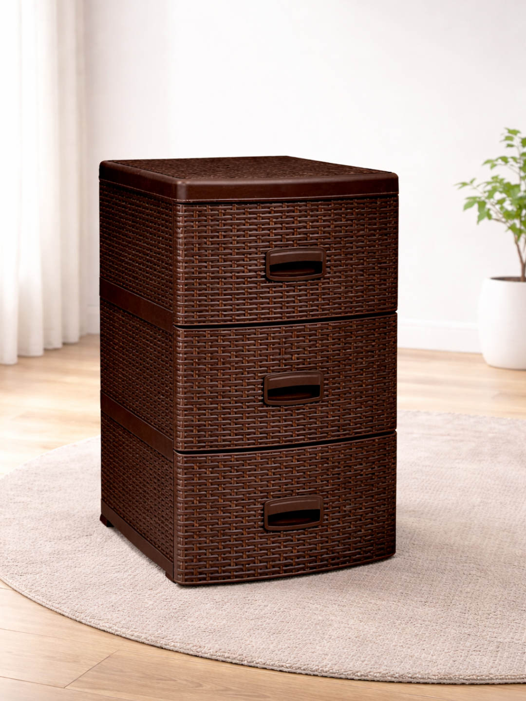 Пластиковый комод современного дизайна, прочная и удобная система хранения с выдвижными ящиками, 3 ящика