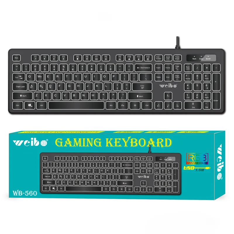 Универсальная проводная USB-клавиатура бесшумная с влагозащитой и подсветкой