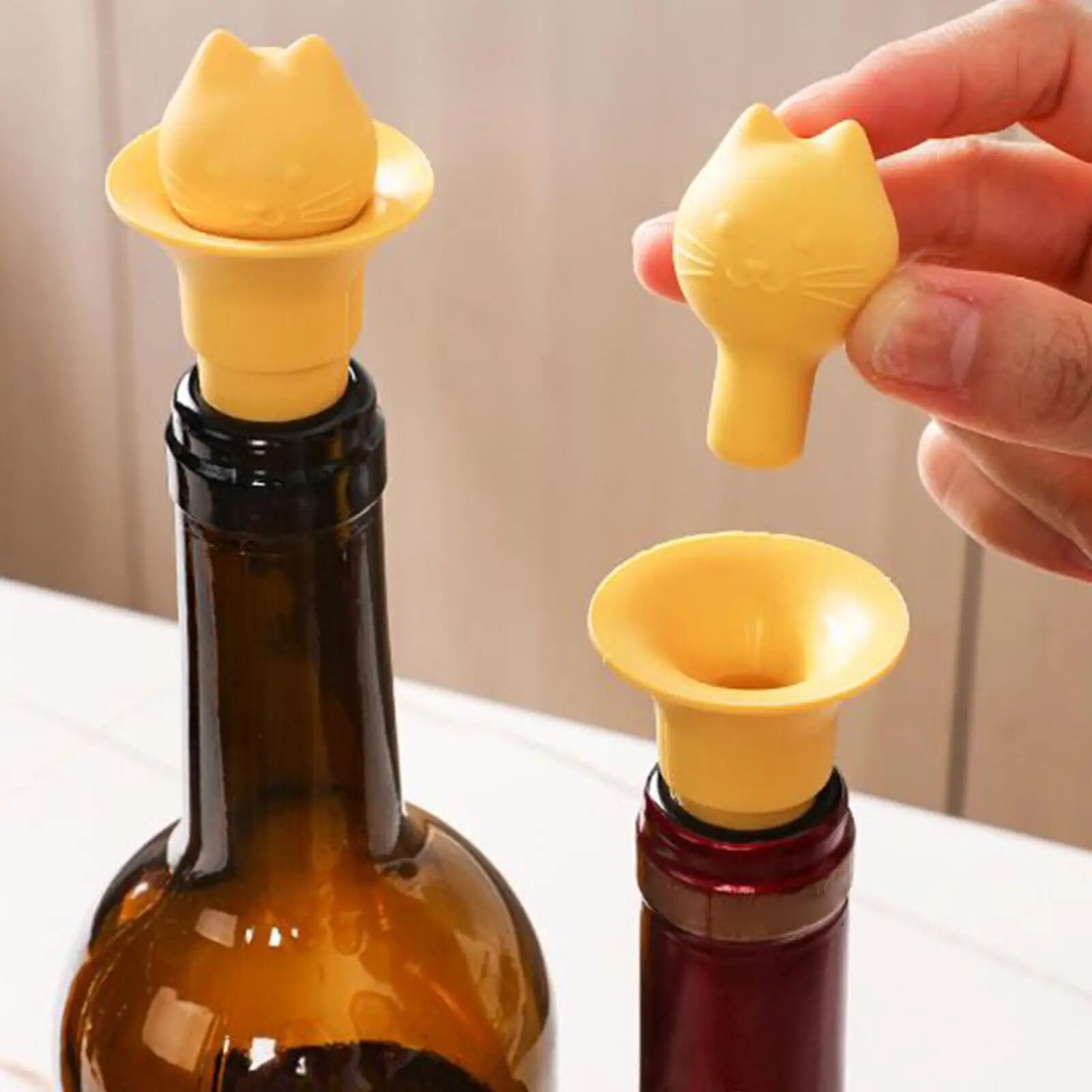 Пробка для вина 2 в 1 с воронкой и кошачьей головой