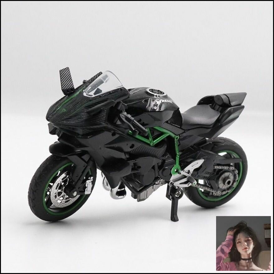 Модель мотоцикла Kawasaki в масштабе 1:6, черный цвет, управление со смартфона, ABS пластик и металлический сплав