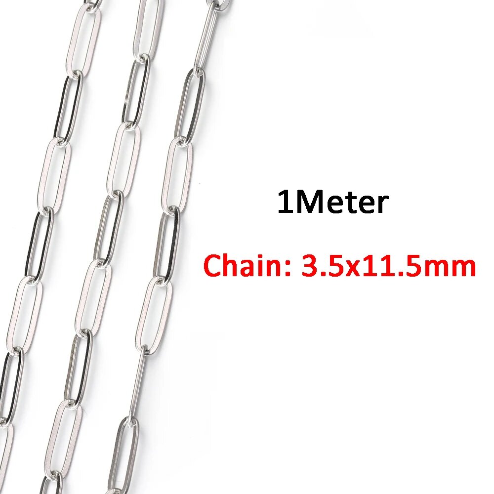 Цепочка панцирная из нержавеющей стали MOONMADE 1 метр, 3.5x11.5 rolo chain