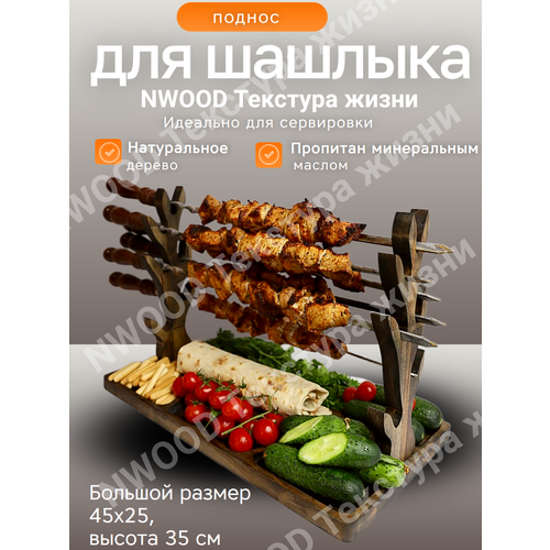 Шашлычный столик NWOOD - универсальный аксессуар для подачи шашлыка, подставка для шампуров