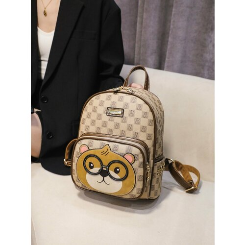 Рюкзак женский Beibaobao городской из экокожа бежевый