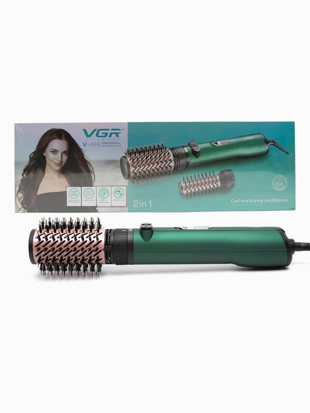 Фен-щетка "VGR V-498", профессиональная, вращающаяся, "2 в 1"