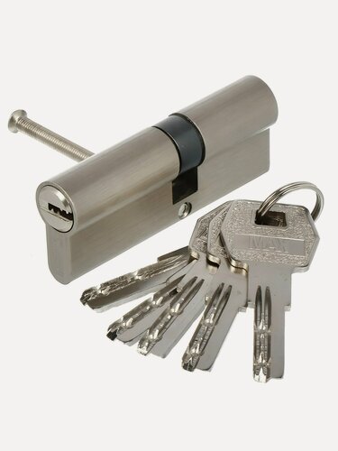 Изображение товара Личинка замка двери Стандарт MAX 80, 80 мм, матовый никель, 5 перфоключей, артикул 14 791. Надежная дверная фурнитура.