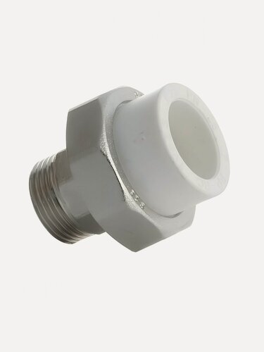 Изображение товара Муфта разъемная РосТурПласт полипропиленовая d25х3/4" с наружной резьбой для систем отопления и водоснабжения, белая