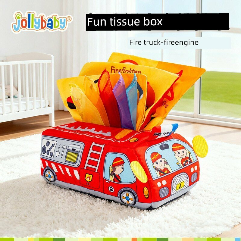 Jollybaby пожарная машина тканевый детский держатель для салфеток - устойчивый к разрыву, обучающая игрушка для детей