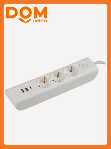 Изображение товара MODERN Удлинитель У03В с/з 2м 3х1мм2 16А/250В USBх3 бел. IEK