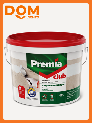 Изображение товара Шпатлевка Premia Club выравнивающая для внутренних работ ведро 17 кг