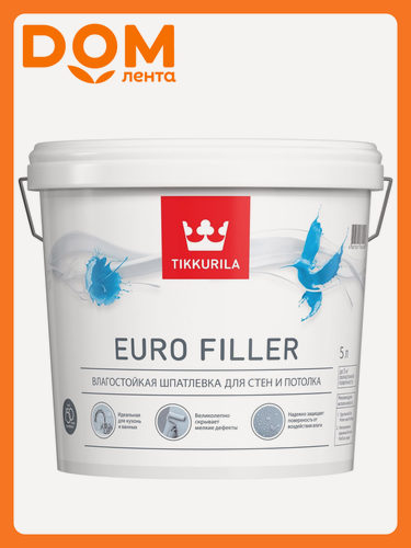 Изображение товара Шпатлевка финишная Tikkurila/Tikkivala Euro Filler белая 5 л