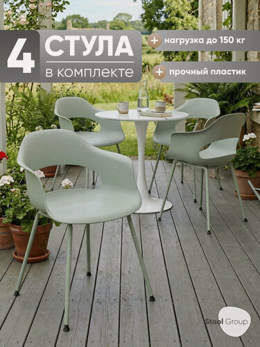 Изображение товара Стул для кухни Lady, пластиковый серо-зеленый (комплект 4 шт)