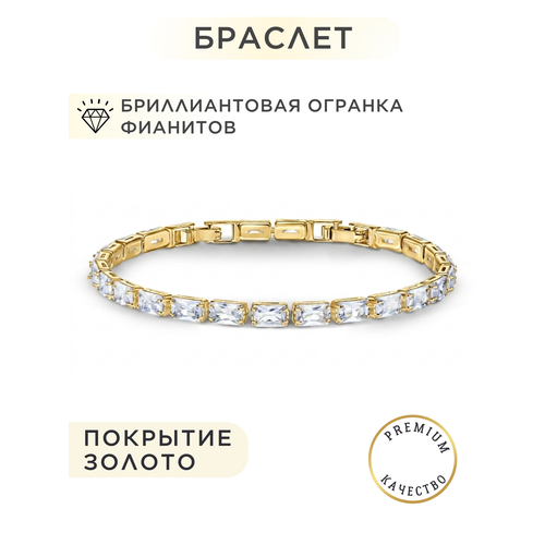 фото Теннисный браслет noima, кристалл, фианит, 1 шт., размер 17 см, размер one size, золотистый