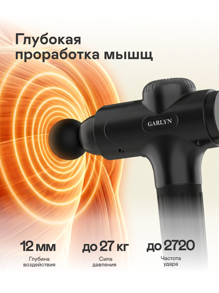 Массажер перкуссионный для тела GARLYN GM-60. 9 скоростей. С автоотключением. — фото 1