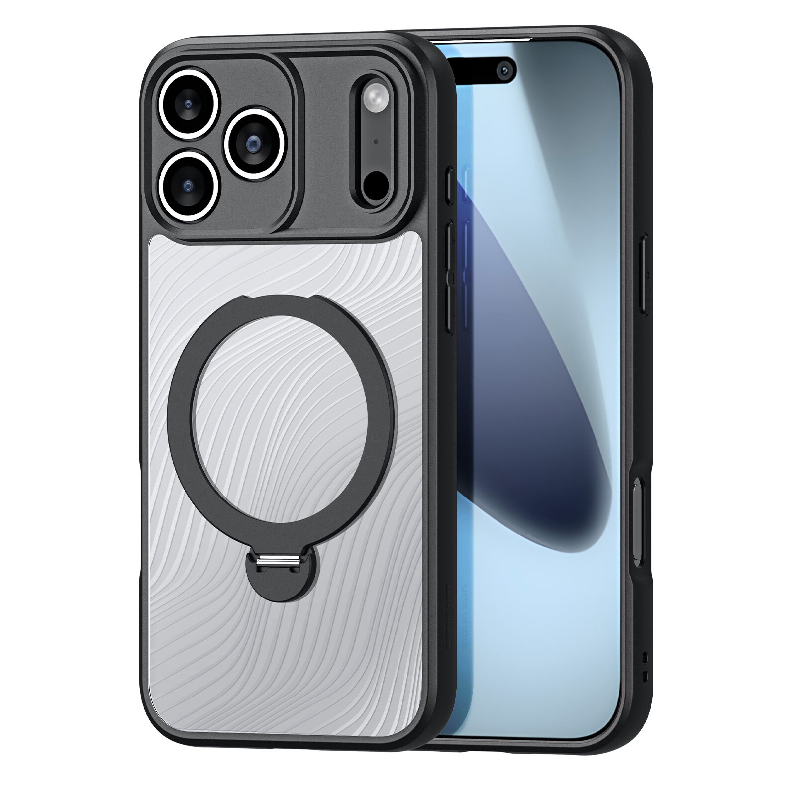 Чехол с MagSafe от Dux Ducis для смартфона iPhone 17 Pro Max, серия Aimo Mag (версия с магнитной откидной подставкой)