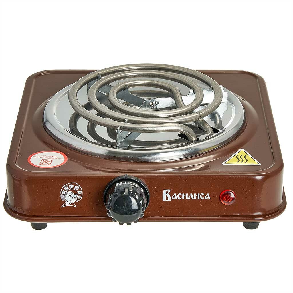 Плитка электрическая настольная 1 конфорка Василиса ВА-901, коричневая