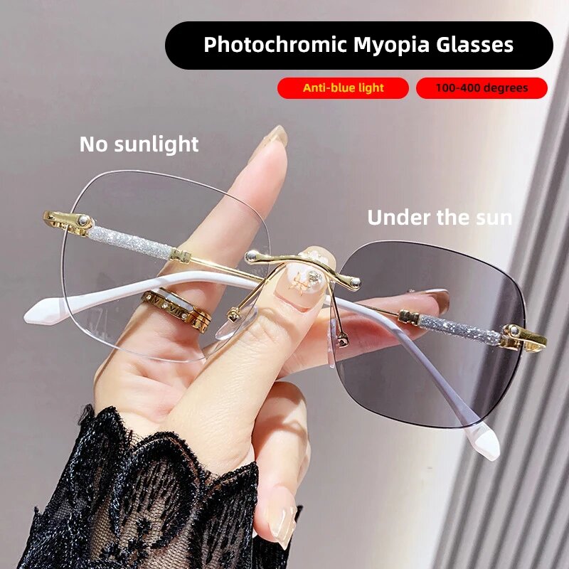 Женские фотохромные очки Blanche Michelle без оправы -250, Gold