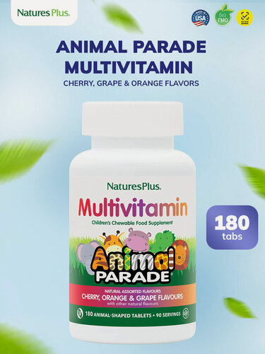 Изображение товара NaturesPlus Натура Плюс Мультивитамины для детей ассорти 180 таблеток, Animal Parade Assorted, 180 tabs