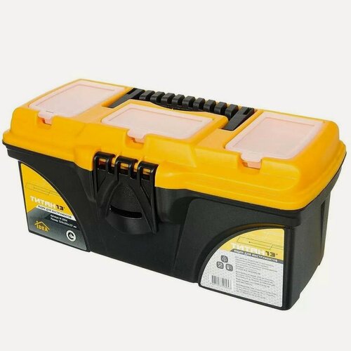 Изображение товара Ящик для инструментов Idea Титан 13 дюймов, пластиковый органайзер с секциями и замком, 32.4 см, черный, М 2934