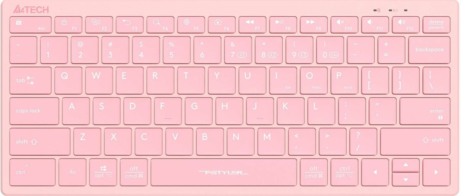 Клавиатура A4Tech розовая, USB, беспроводная, BT Radio, Slim, Multimedia (FBX51C PINK)