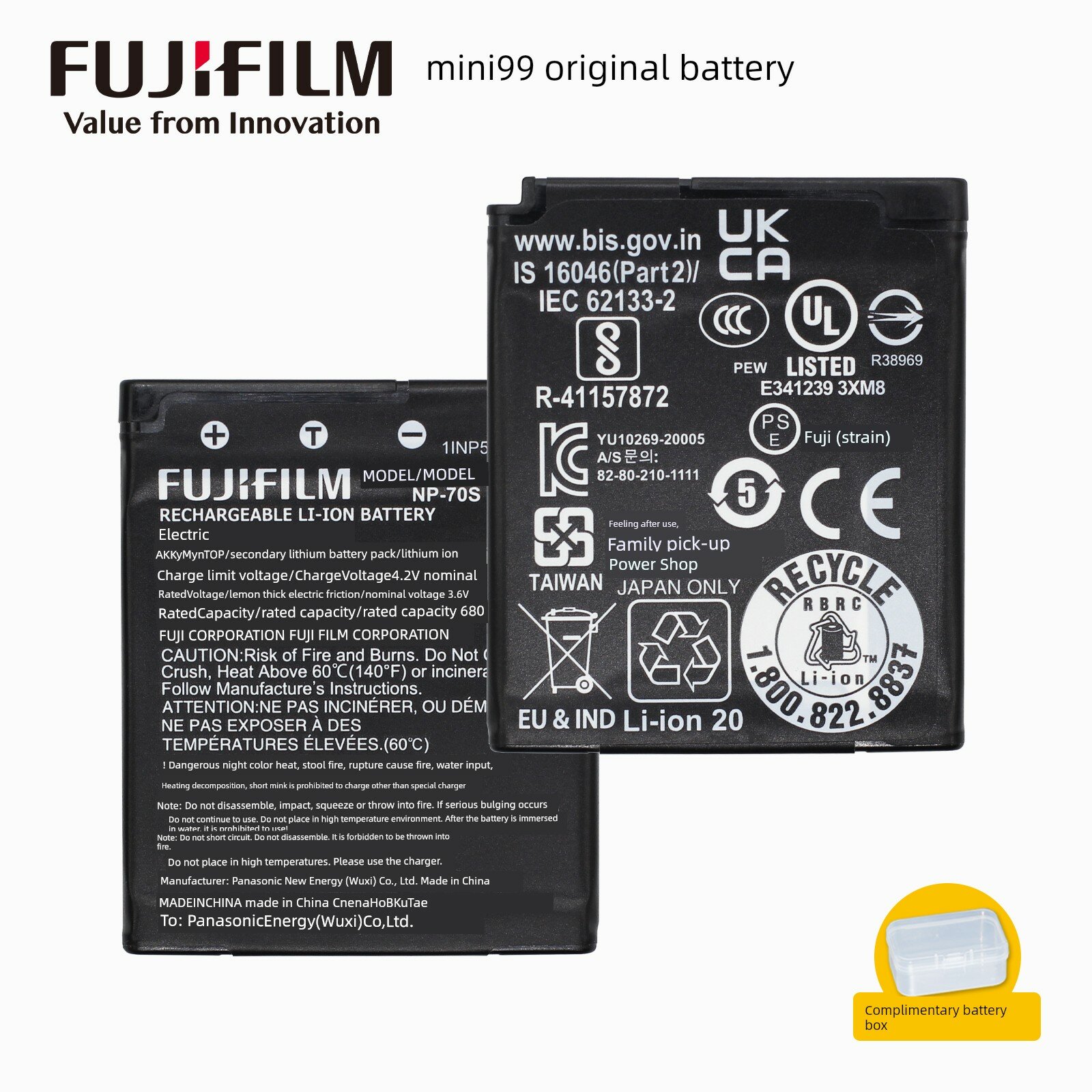 Оригинальная Аккумуляторная Батарея Fujifilm Instax Mini 99, Одна Заменяемая Батарея для Камеры Mini 99, 1 Шт