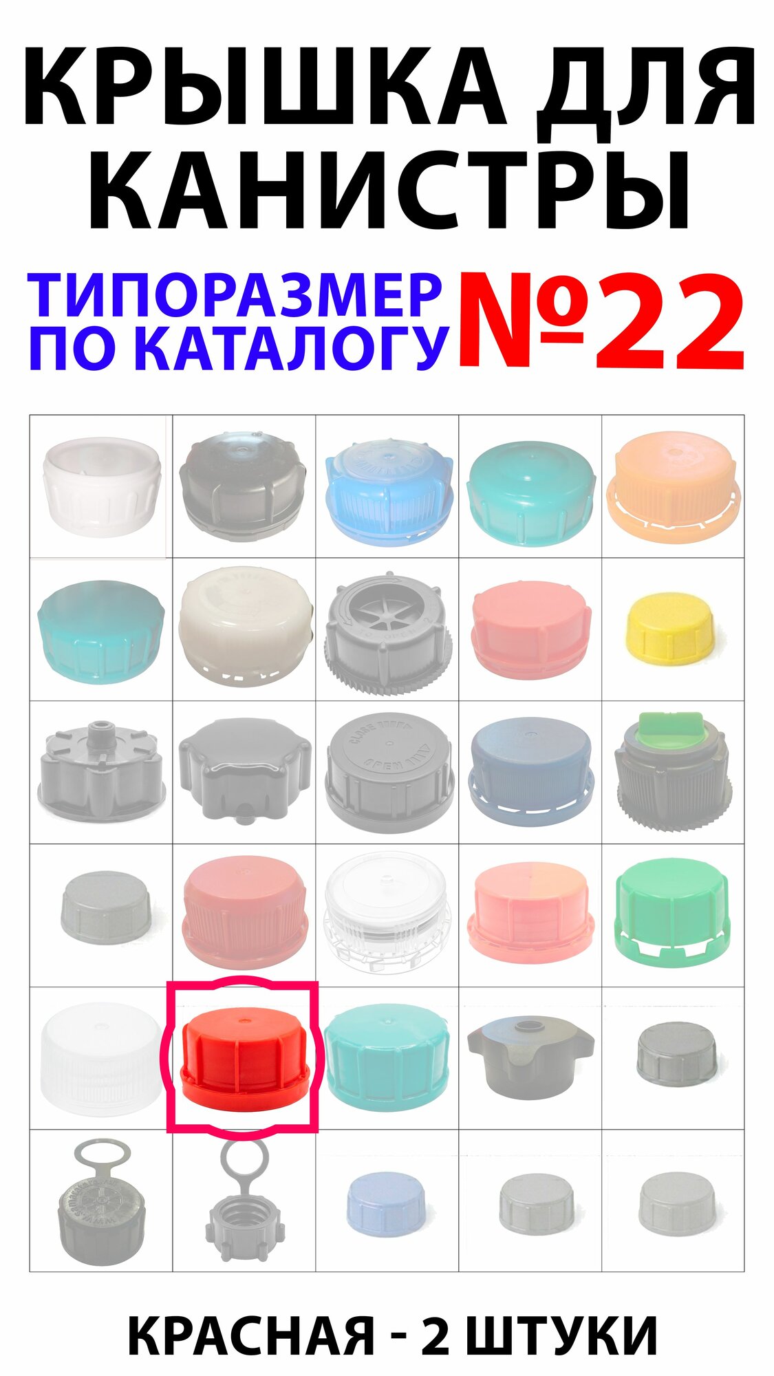 22* Крышки (2шт) красные для пластиковой канистры с наружным диаметром резьбов или запасная часть для ремонта, замены и