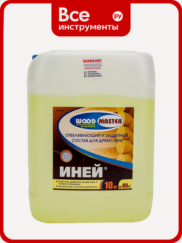 Изображение товара Отбеливающий и защитный комплекс Woodmaster Иней 10 кг 15861, гипохлоритный раствор с защитой, дезинфекция древесины