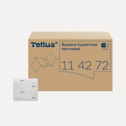 Изображение товара Туалетная бумага Tellus (Tork) Universal, листовая, система T3, 250 листов, 1сл, белая, 12 пачек (арт: 114272)