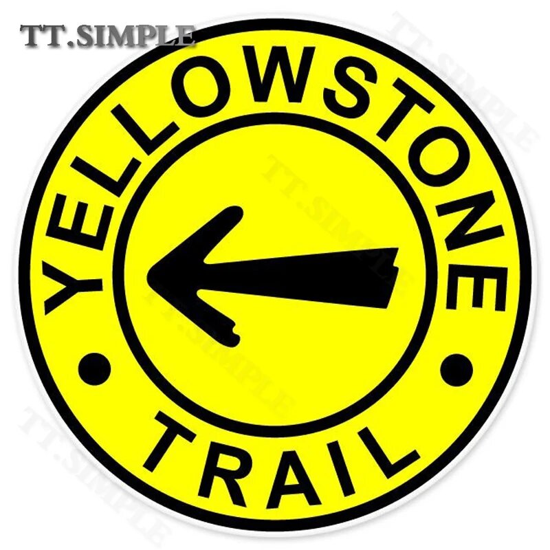 Желтый указатель Yellowstone Trail, наклейка B